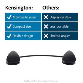 Kensington office paper clip holder shown in a tidy workspace setup.