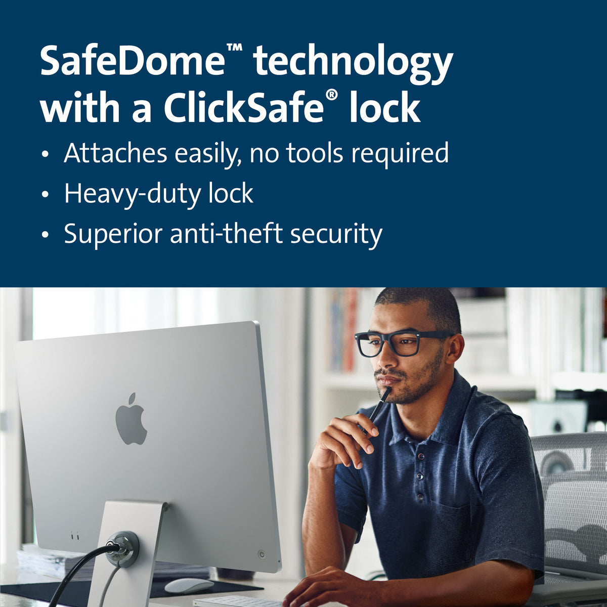 Kensington SafeDome Lock on desk shows secure, clean setup