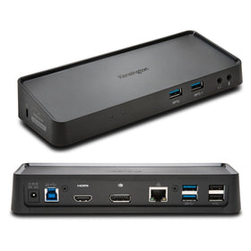 Kensington SD3650 docking station front view showing dual video ports for productive multitasking