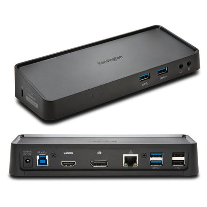 Kensington SD3650 docking station front view showing dual video ports for productive multitasking