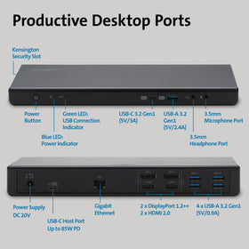 Kensington SD4750P compact design with lock slot for secure workspace.