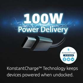 Kensington SD4760P 100W PD charging highlight while powering a laptop.