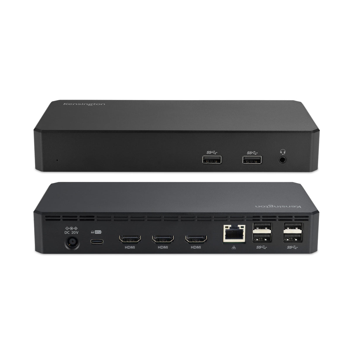 Kensington SD4760P triple-monitor dock front view enables seamless multi-display setup.