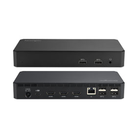 Kensington SD4760P triple-monitor dock front view enables seamless multi-display setup.