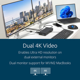 Kensington SD4781P dual 4K video ports support a vibrant multi-monitor setup.