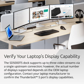 Kensington SD5000T5 dock with a MacBook setup demonstrating dual 6K display capability
