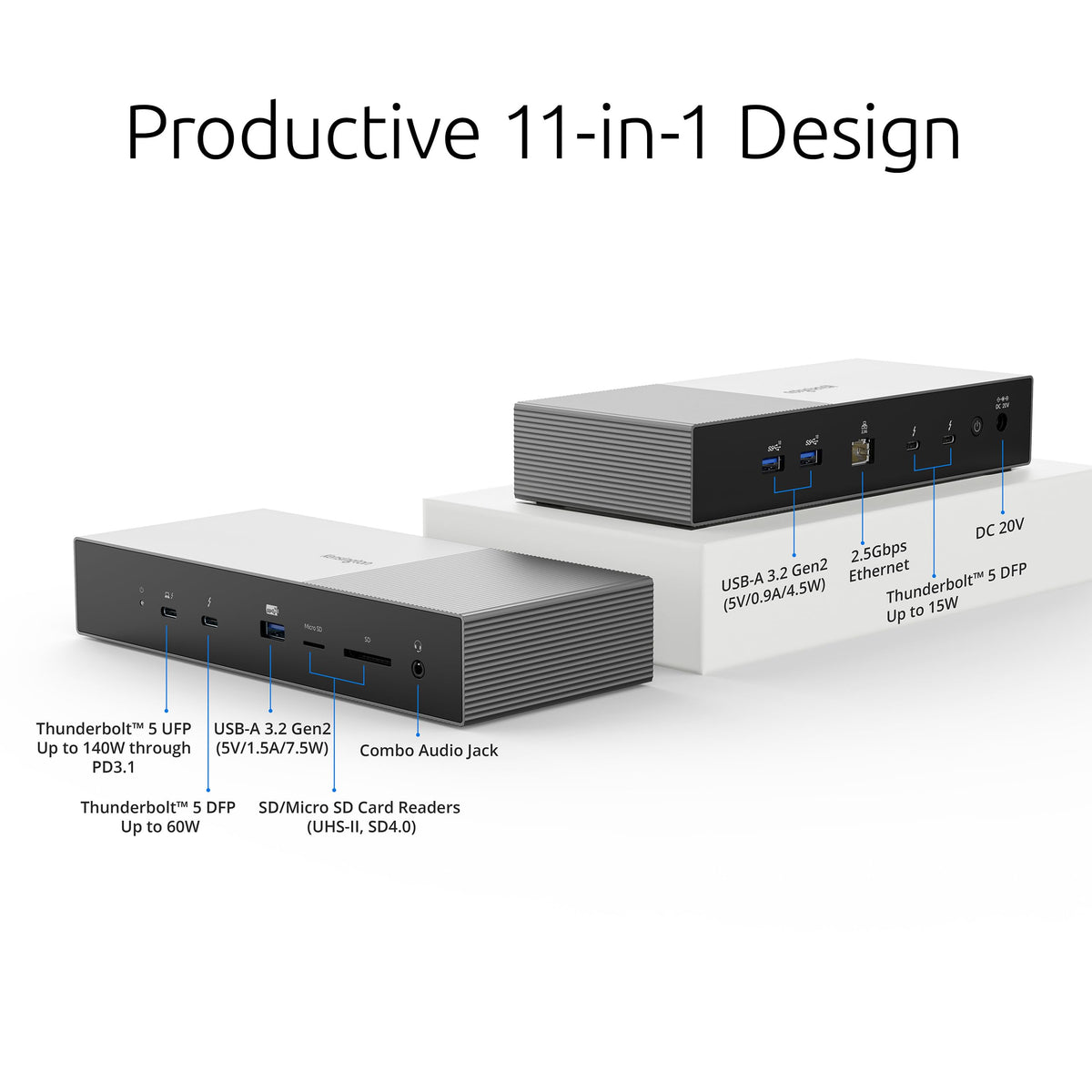 Kensington SD5000T5 dock security and mounting options in a compact workspace