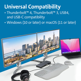 Kensington SD5760T side port panel shows two USB-C/USB-A ports for fast peripherals.