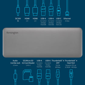 Kensington SD5760T Thunderbolt 4 cable included for fast setup.