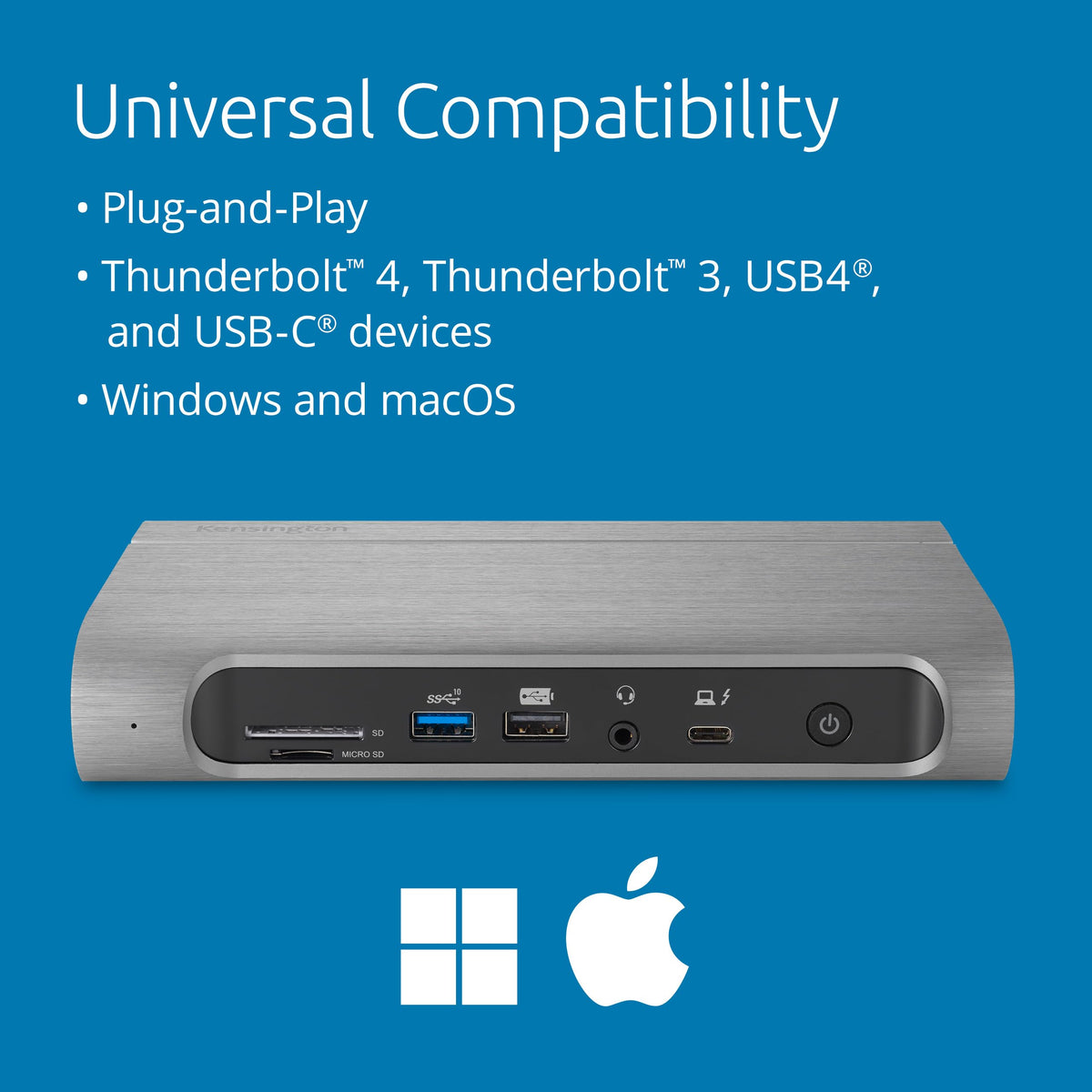 Kensington SD5800T back panel ports for versatile connections.