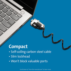 Kensington Slim NanoSaver cable extends up to six feet for flexible security.