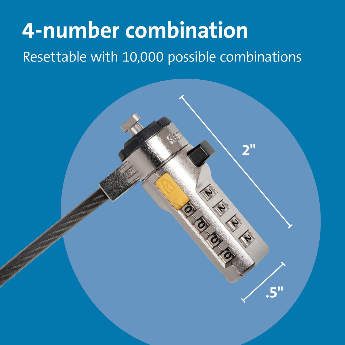 Kensington T-bar lock head close-up demonstrating secure internal anchoring