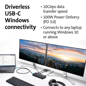 Kensington dock ports layout highlights versatility for peripherals and fast data transfer.