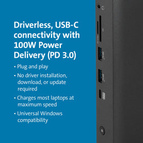 Kensington USB-C dock delivers 4K video output across three screens for immersive productivity.