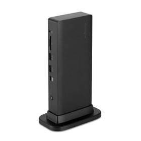 Kensington triple-display USB-C dock set up for Dell enhances multitasking and workspace organization.