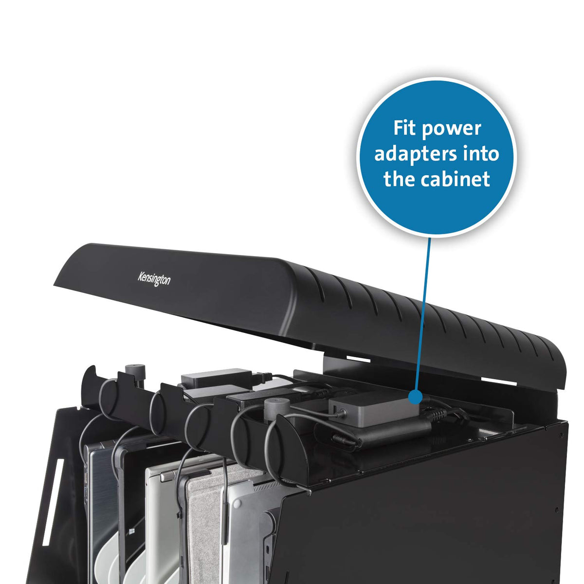 Kensington Universal AC Lock & Charge Station built-in storage for power adapters