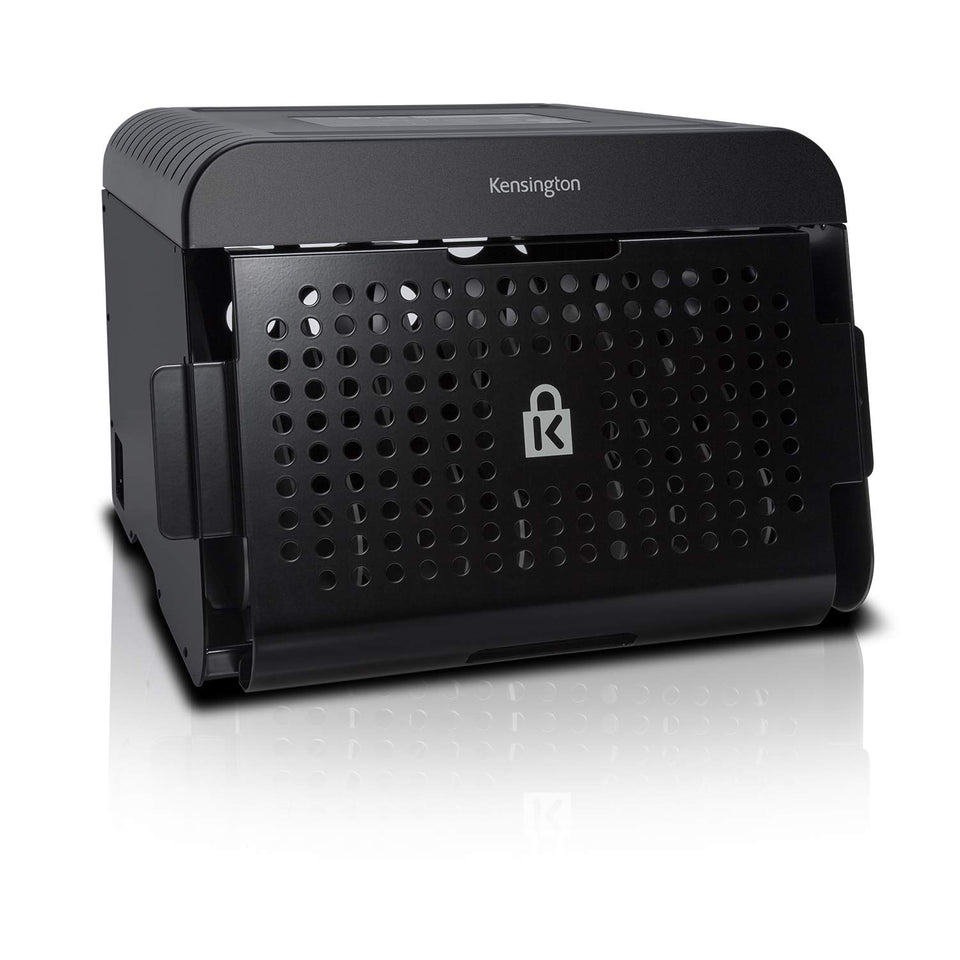 Kensington Universal AC Lock & Charge Station front view with 12-device slots for organized power