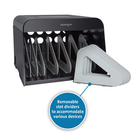 Kensington Universal AC Lock & Charge Station portable design fits on standard AV carts