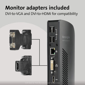 Kensington USB 3.0 dock power and data via a single cable.