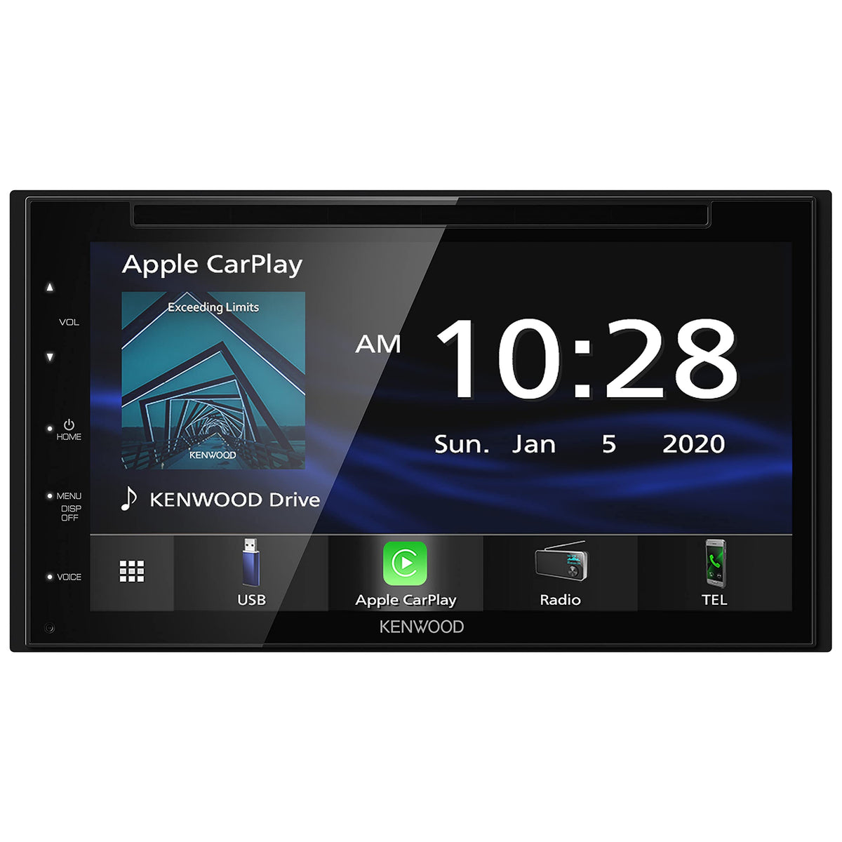 Kenwood DDX5707S main unit with 6.8-inch touchscreen for clear navigation and playback