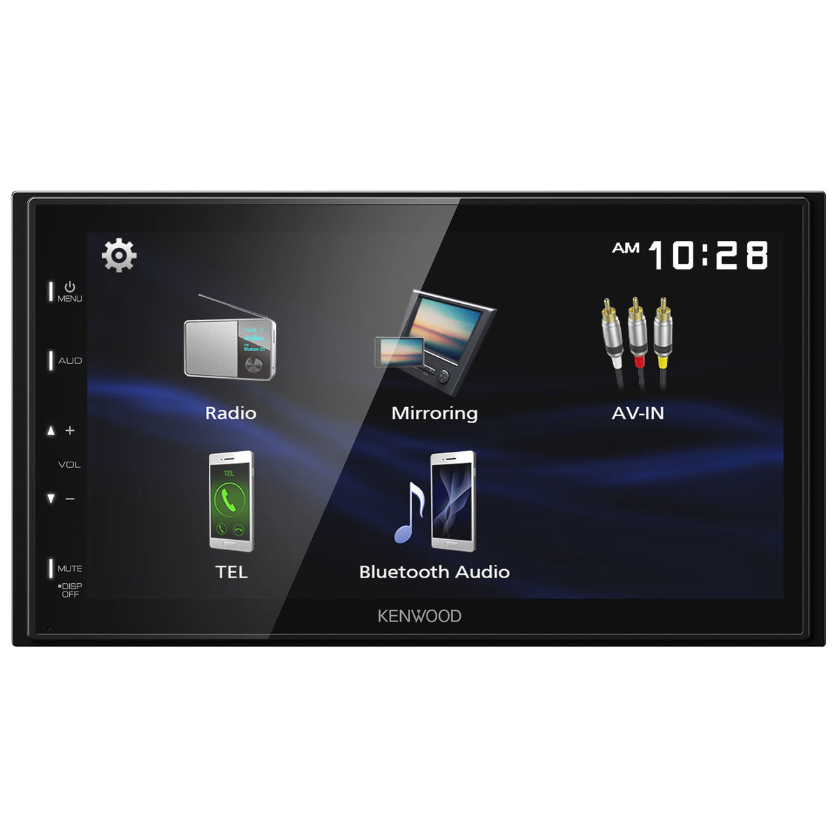 Kenwood DMX129BT 6.8-inch display with capacitive touch for easy navigation.