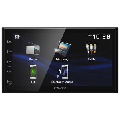 Kenwood DMX129BT 6.8-inch display with capacitive touch for easy navigation.