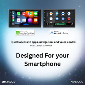 Kenwood DMX400S Android Auto on the dash for app and navigation access