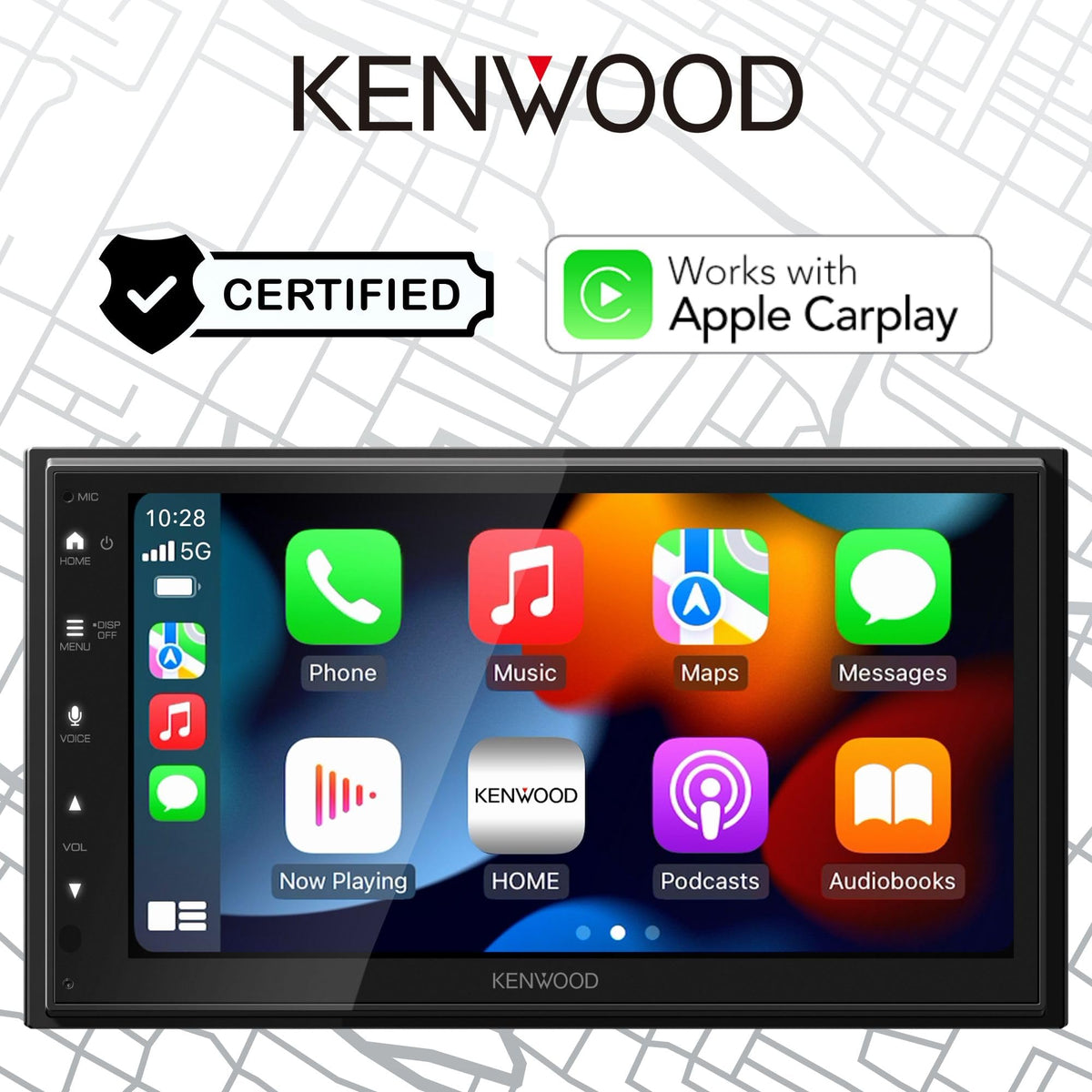 Kenwood DMX4710S with CarPlay and Android Auto for safer smartphone access.