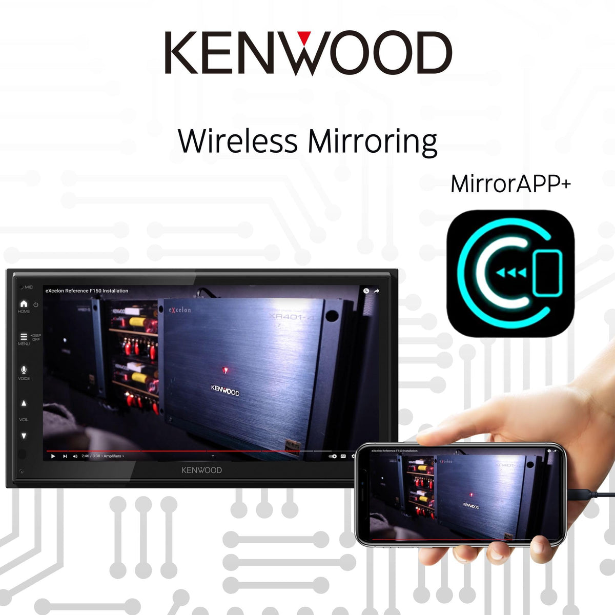 Kenwood DMX5710S wireless mirroring of phone content on car screen