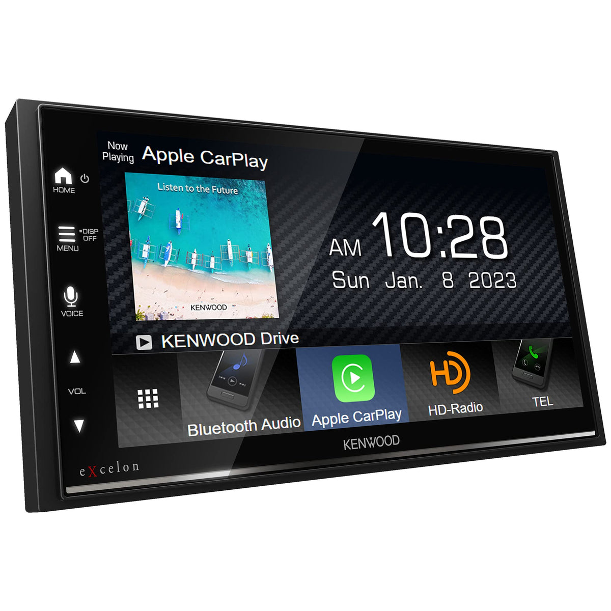 Kenwood DMX809S AM/FM HD Radio for clear broadcasts.