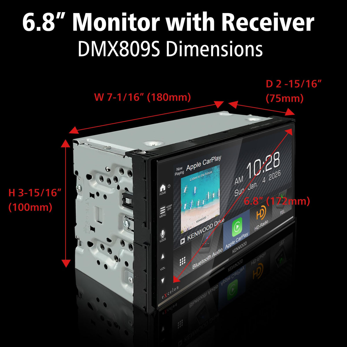 Kenwood DMX809S wireless CarPlay for hands-free iPhone navigation.