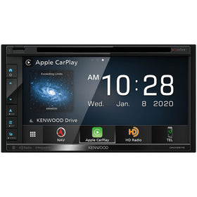 Kenwood DNX697S with Apple CarPlay and Android Auto for seamless smartphone integration.