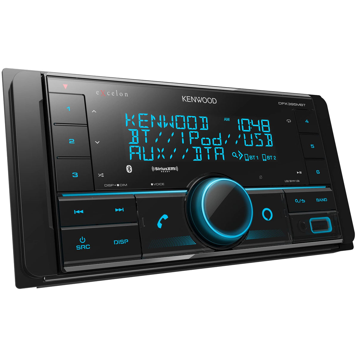 Kenwood DPX395MBT USB interface for quick music playback and app integration.
