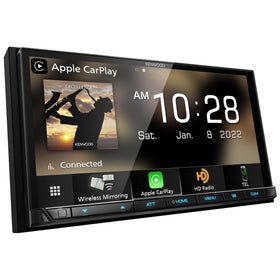 Kenwood eXcelon DMX908S front display shows a bright 6.95-inch touchscreen for easy control.