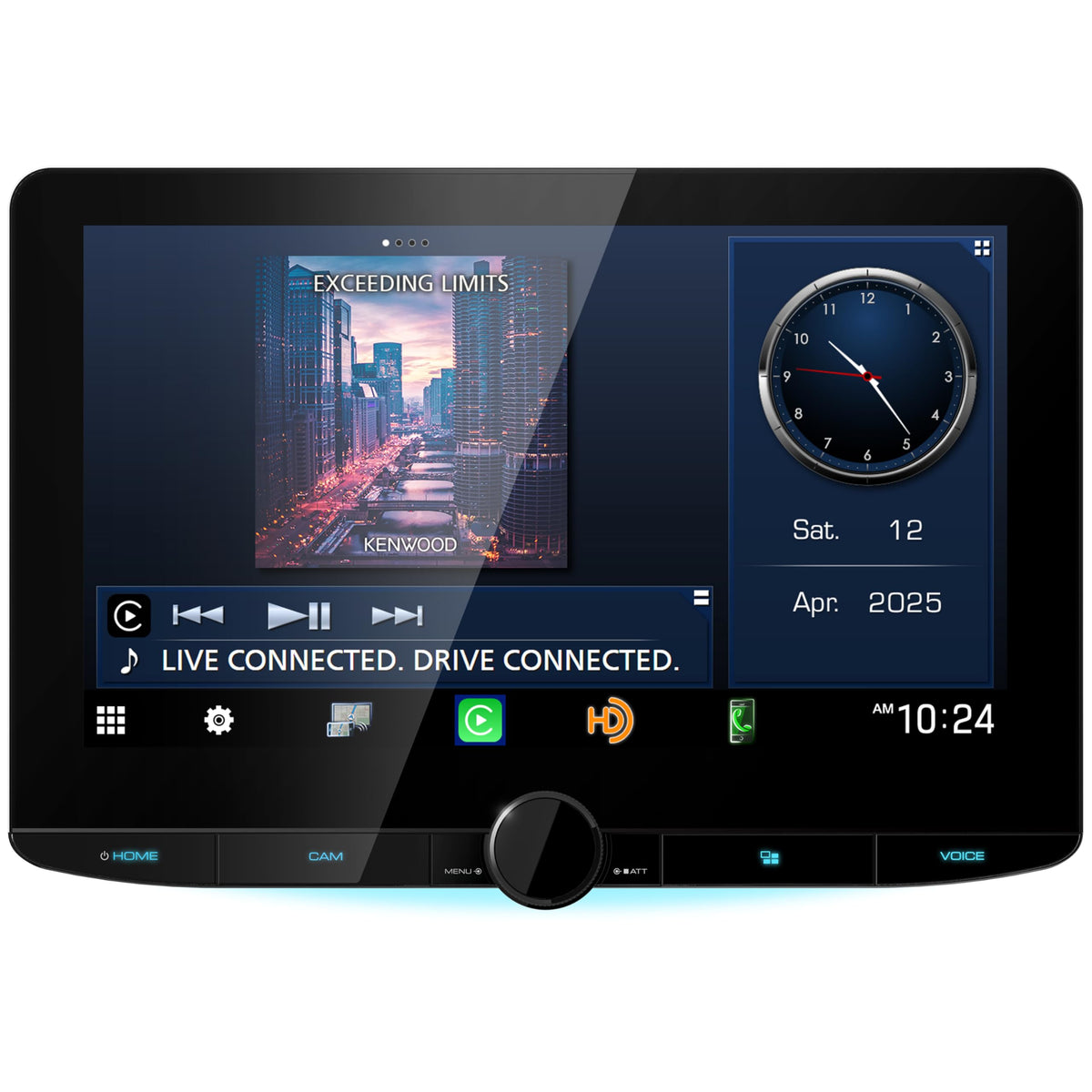 Kenwood Excelon DMX1058XR front view showing 10.1-inch display for easy navigation