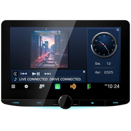 Kenwood Excelon DMX1058XR front view showing 10.1-inch display for easy navigation
