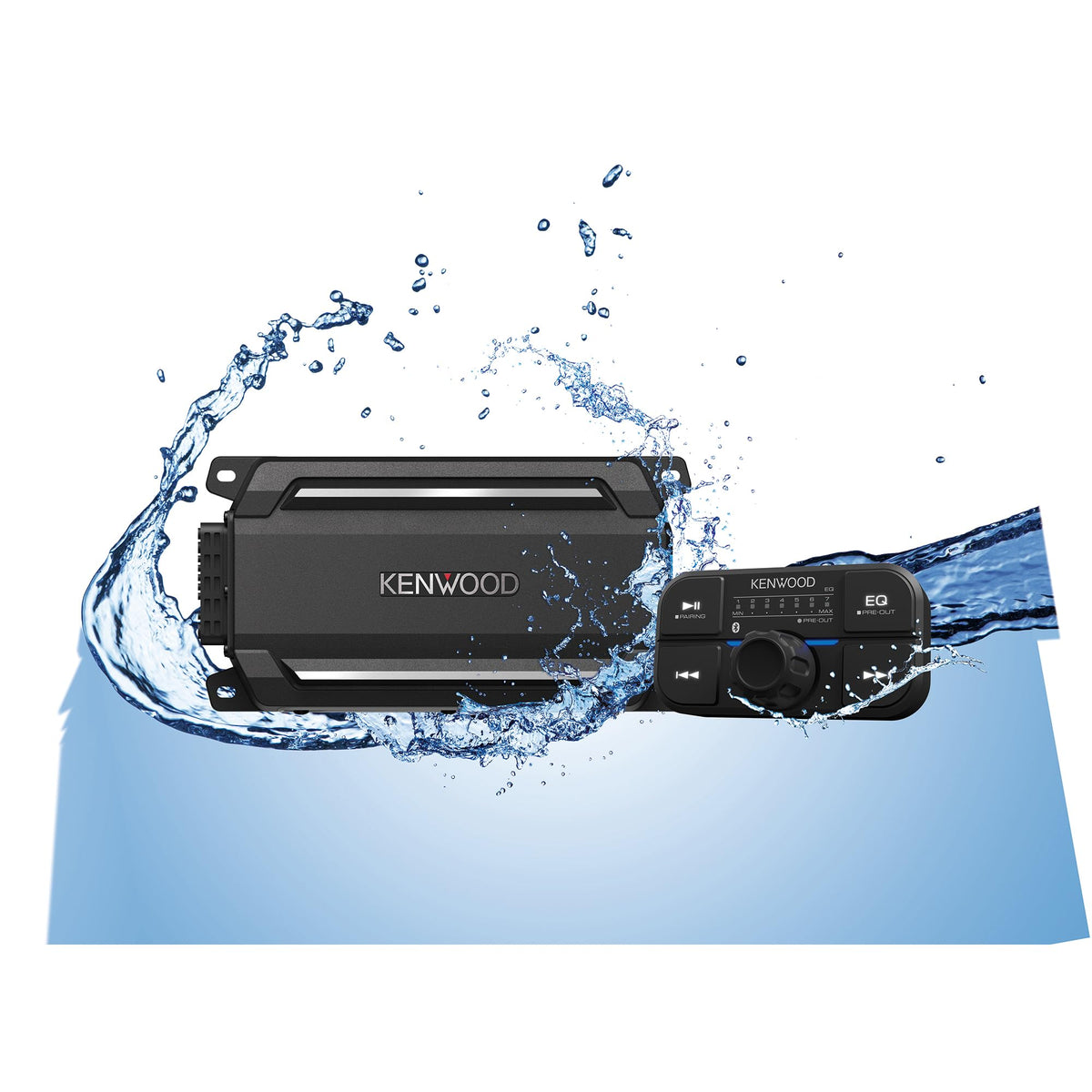 Kenwood KAC-M5024BT compact amp front view for clean install and tight spaces.