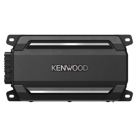 Kenwood KAC-M5024BT rear connections showing clean wiring for marine use.