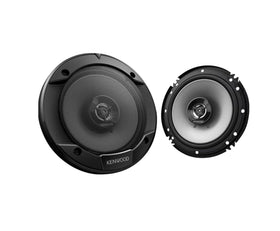 Kenwood front view of speaker pair showing grille and frame for improved sound