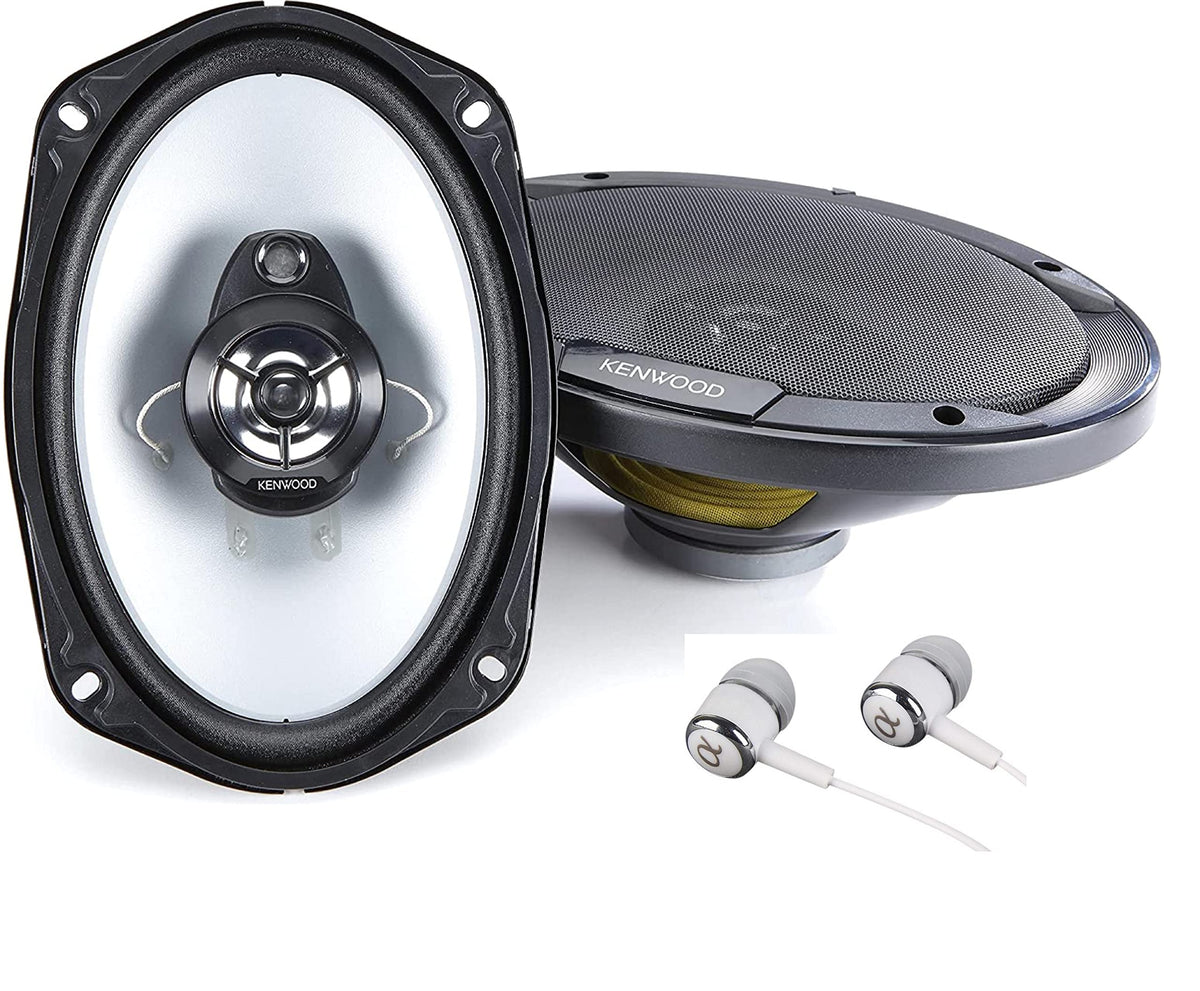 Kenwood KFC-6966S front view highlighting 4-ohm impedance for strong car audio.