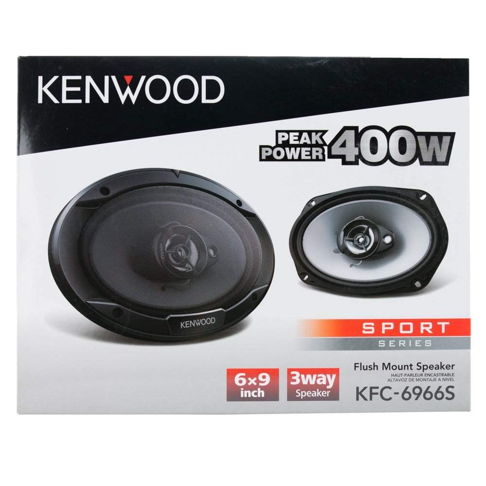 Kenwood KFC-6966S beside ruler to show true 6x9 size for precise fit
