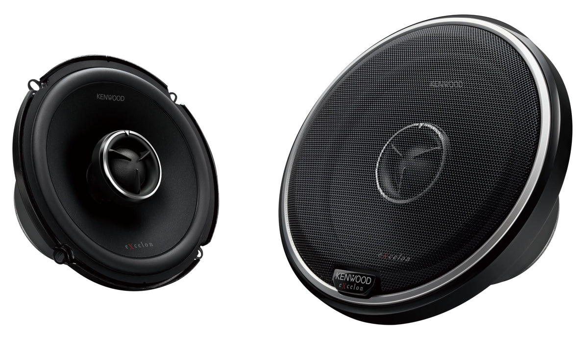 Kenwood KFC-X175 front-view speaker with woofer for deep bass and crisp highs.