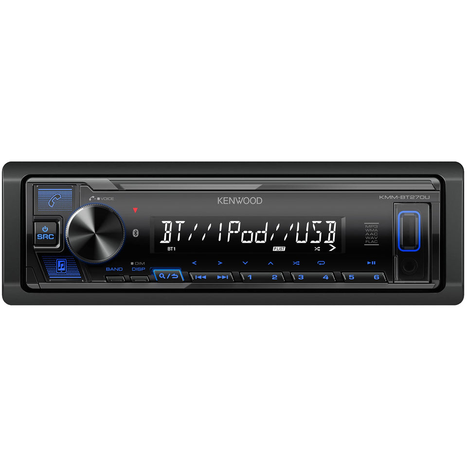 Kenwood KMM-BT270U front panel with high-contrast LCD for easy visibility