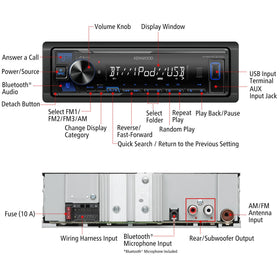 Kenwood KMM-BT270U MOSFET amplifier delivering clean power and solid bass