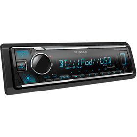 Kenwood KMM-BT332U USB port close-up highlighting USB playback support