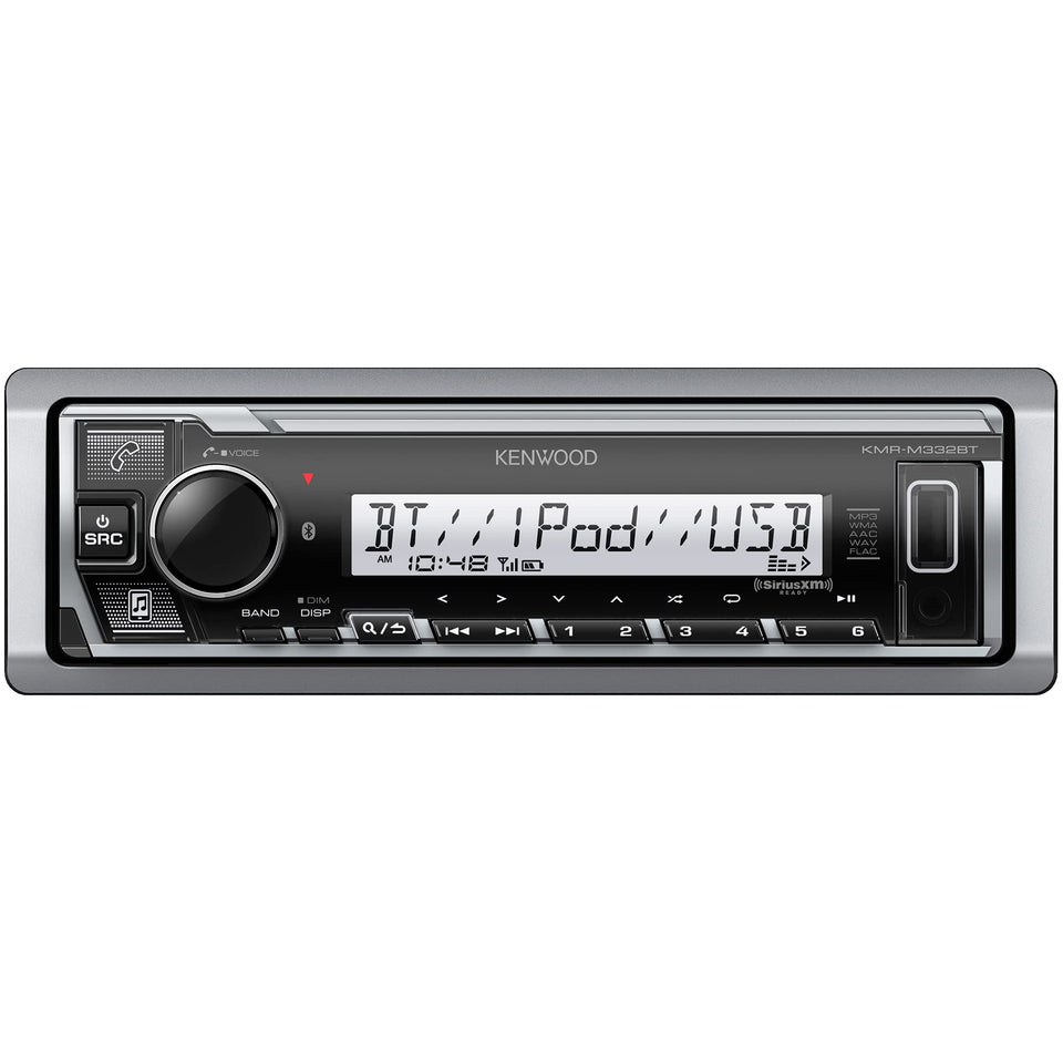 Kenwood KMR-M332BT with Bluetooth connectivity for hands-free calls and wireless music.