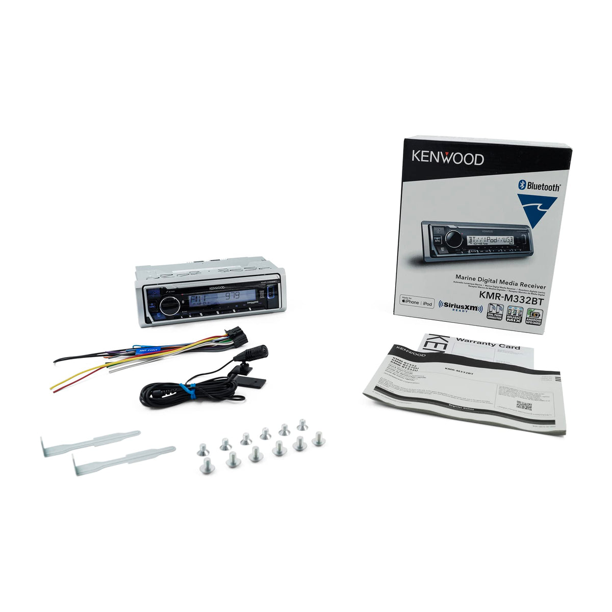 Kenwood KMR-M332BT weatherproof design with conformal coating for marine environments.