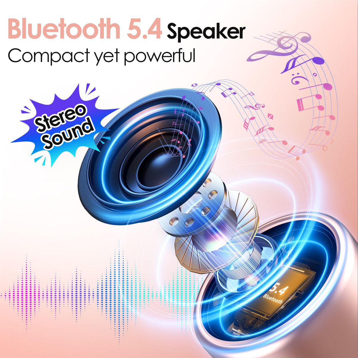 Compact pink Keransean speaker featuring RGB lights for mood lighting