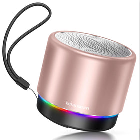 Keransean pink portable Bluetooth speaker with a metal shell designed for durable travel audio