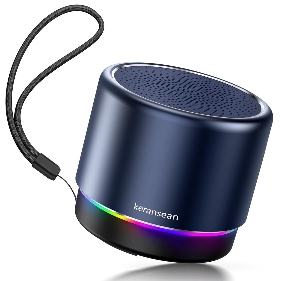Keransean small Bluetooth speaker front view with lights and premium build